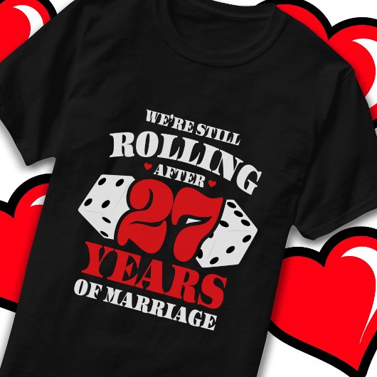 Getrouwd 27 jaar Rolling Funny 27e Jubileum T-shirt