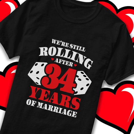 Getrouwd 34 jaar Rolling Funny 34e Jubileum T-shirt