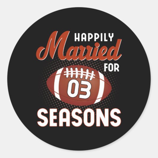 Getrouwd 3 jaar Bruiloft Jubileum Football Ronde Sticker (Voorkant)