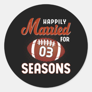Getrouwd 3 jaar Bruiloft Jubileum Football Ronde Sticker