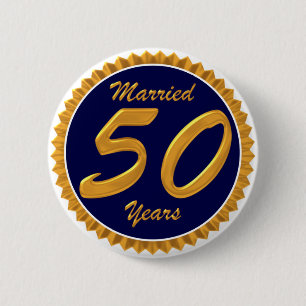 Getrouwd 50 jaar ronde button 5,7 cm