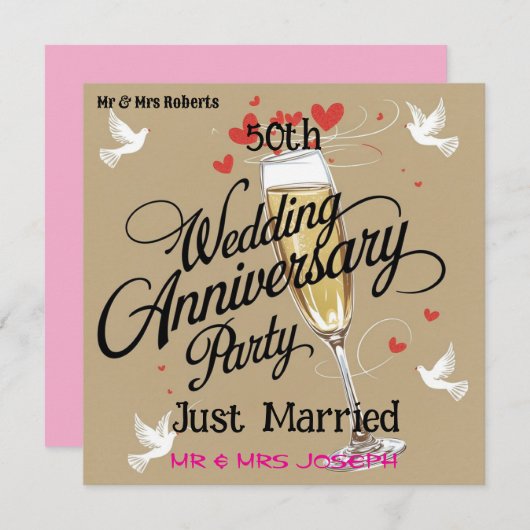 Getrouwd 50ste bruiloft Jubileum Kaart (Voorkant / Achterkant)