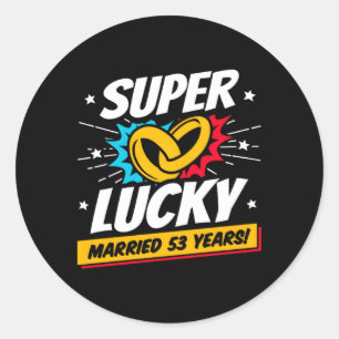Getrouwd 53 jaar 53e bruiloft Jubileum Ronde Sticker