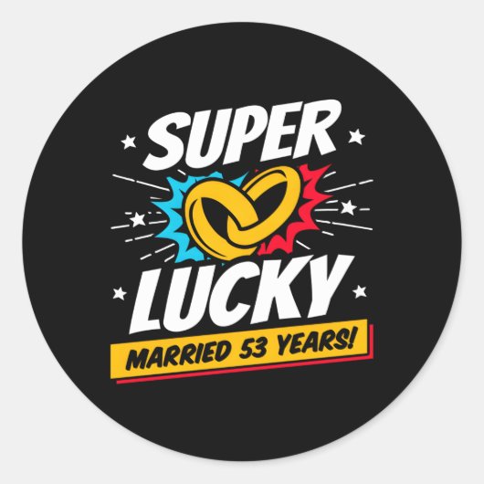 Getrouwd 53 jaar 53e bruiloft Jubileum Ronde Sticker (Voorkant)