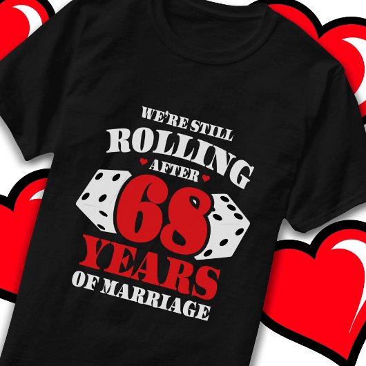 Getrouwd 68 jaar Rolling Funny 68e Jubileum T-shirt