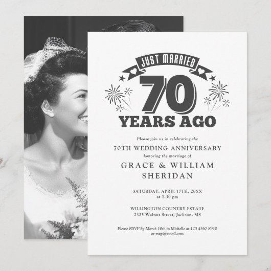 Getrouwd 70e bruiloft Jubileum foto Kaart (Voorkant / Achterkant)