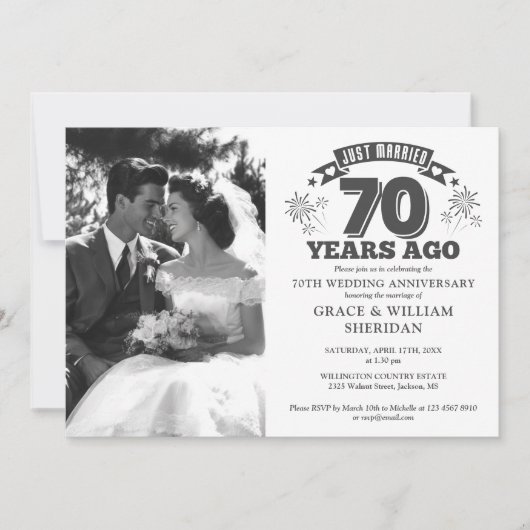 Getrouwd 70e bruiloft Jubileum foto Kaart (Voorkant)