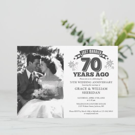 Getrouwd 70e bruiloft Jubileum foto Kaart (Staand voorkant)