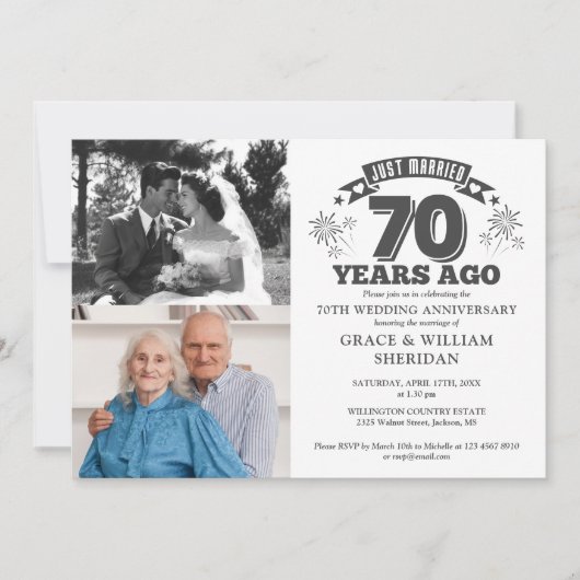 Getrouwd 70ste bruiloft Jubileum 2 Foto Kaart (Voorkant)