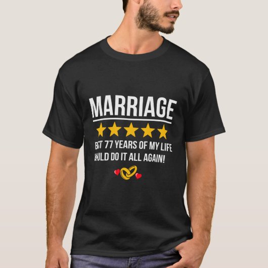 Getrouwd 77 jaar 77e bruiloft Jubileum T-shirt (Voorkant)