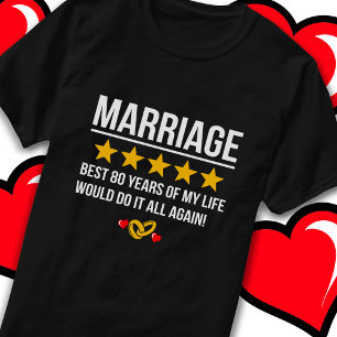 Getrouwd 80 jaar Schattige 80ste bruiloft Jubileum T-shirt