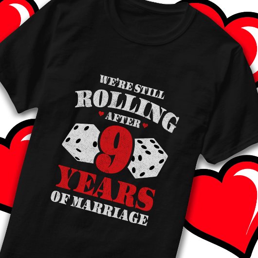 Getrouwd 9 jaar Grappig 9e bruiloft Jubileum T-shirt