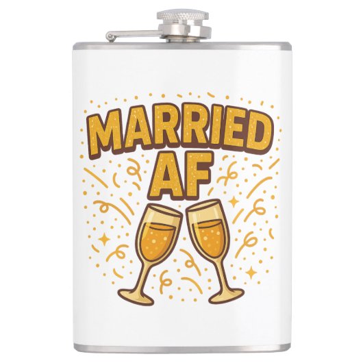 Getrouwd AF Flask – Grappig Huwelijkscadeau Heupfles (Voorkant)