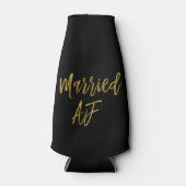 Getrouwd AF Zwart en Goud Folie Fles Koeler (Voorkant)