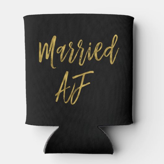 Getrouwd AF Zwart en Gouden Folie Koelbox Blikjeskoeler (Achterkant)