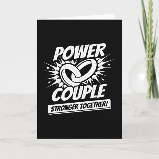 Getrouwd Betrokken Macht Paar Bruiloft Jubileum Kaart (Voorkant)