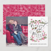 Getrouwd & Blij Foto Kerstkaarten - Jonggehuwd Feestdagenkaart (Voorkant / Achterkant)