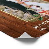 Getrouwd Blij Houten Goud Waterverf Winter Bloem Poster (Hoek)