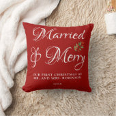 Getrouwd & Blij Kerstmis na ons huwelijk Rood  Kussen (Deken)