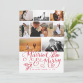 Getrouwd & Blij Multi-Foto Kerstcollage Feestdagenkaart (Staand voorkant)