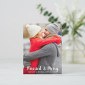 Getrouwd & Blij Pasgetrouwd Fotokaart Feestdagenkaart (Staand voorkant)