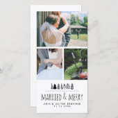 Getrouwd & Blij Whimsical Kerstboom | Drie Feestdagenkaart (Voorkant / Achterkant)