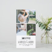 Getrouwd & Blij Whimsical Kerstboom | Drie Feestdagenkaart (Staand voorkant)