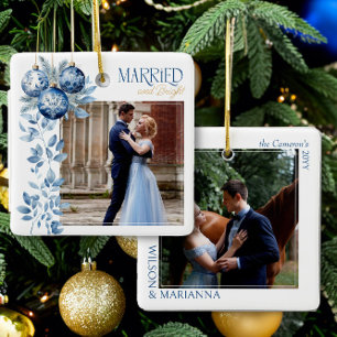 Getrouwd & Bright 2 Square Trouwfoto Keramisch Ornament