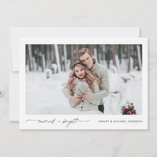 Getrouwd Bright Foto QR Code Bruiloft Aankondiging (Voorkant)