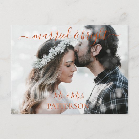 Getrouwd & Bright Kundenspezifische Schnee Foto Feestdagenkaart (Voorkant)