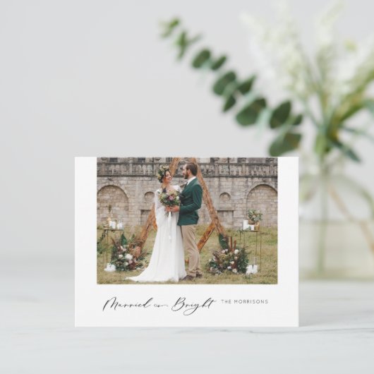 Getrouwd & Bright Modern Minimal Holiday Briefkaar Feestdagenkaart (Staand voorkant)