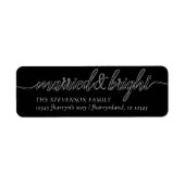 Getrouwd Bright | Modern zwart scriptadres Etiket (Voorkant)
