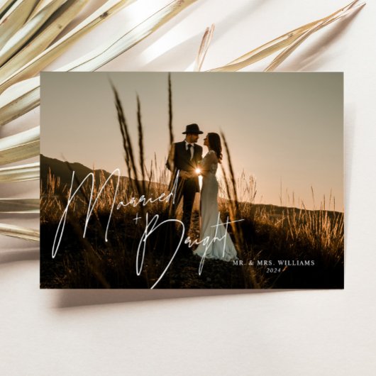 Getrouwd + Bright Pas getrouwd Script Volledige fo Feestdagenkaart