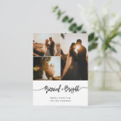 Getrouwd & Bright Script Paar Fotovakantie Briefkaart (Staand voorkant)