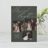 Getrouwd & Bright Script Typografie Kerstfoto Feestdagenkaart (Staand voorkant)