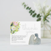 Getrouwd Dank Je Wel Waterverf Bloemen Briefkaart (Staand voorkant)