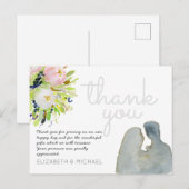 Getrouwd Dank Je Wel Waterverf Bloemen Briefkaart (Voorkant / Achterkant)