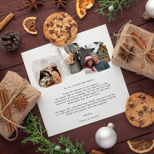Getrouwd eerste Kerstmis Multi Photo Wedding Bedankkaart