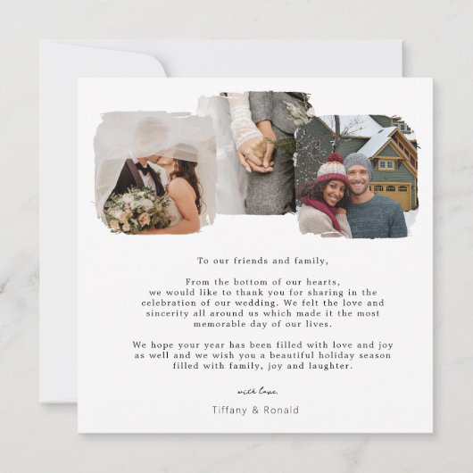 Getrouwd eerste Kerstmis Multi Photo Wedding Bedankkaart (Achterkant)