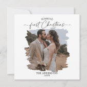 Getrouwd eerste Kerstmis Multi Photo Wedding Bedankkaart (Voorkant)