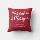 Getrouwd en Blij Ons Eerste Kerstmis Nieuwgetrouwd Kussen (Achterkant)