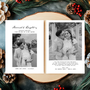 Getrouwd en Bright Bow Foto Kerst Passen getrouwd Feestdagenkaart