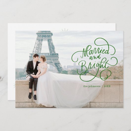 Getrouwd en Bright Pas getrouwd Flat Holiday Kaart (Voorkant / Achterkant)