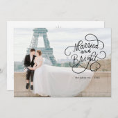 Getrouwd en Bright Pas getrouwd Flat Holiday Kaart (Voorkant / Achterkant)