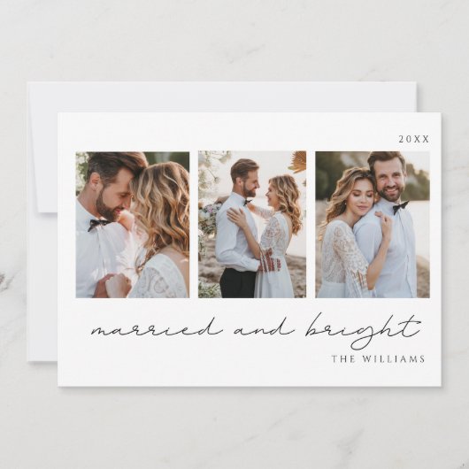 Getrouwd en Bright Pas getrouwd Foto Feestdagenkaart (Voorkant)