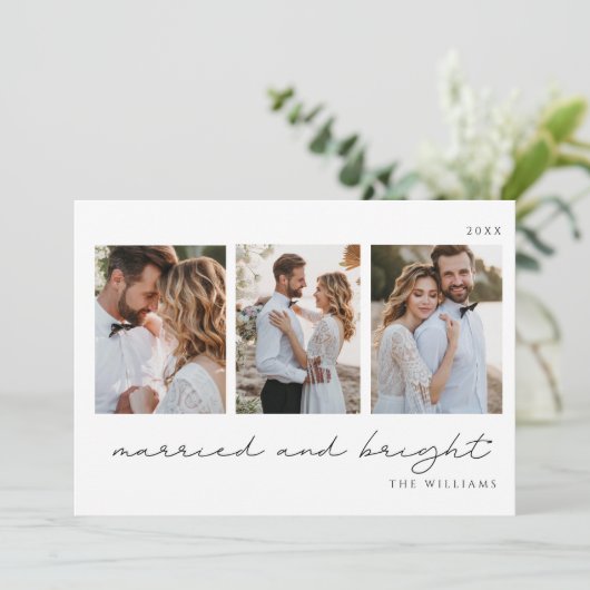Getrouwd en Bright Pas getrouwd Foto Feestdagenkaart (Staand voorkant)