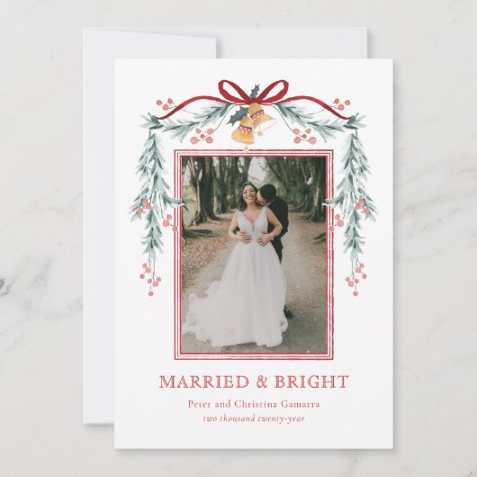 Getrouwd en Bright Pas getrouwd Kerstkaart (Voorkant)