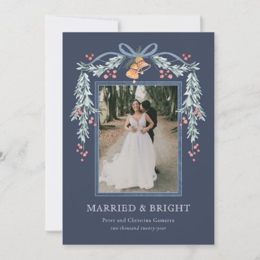 Getrouwd en Bright Pas getrouwd Kerstkaart (Voorkant)