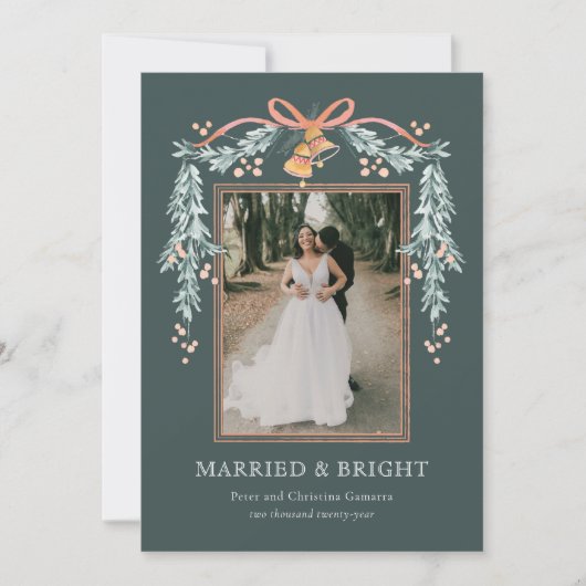 Getrouwd en Bright Pas getrouwd Kerstkaart (Voorkant)