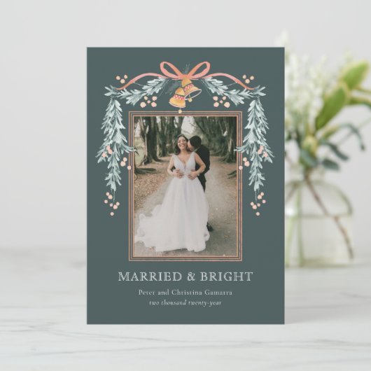 Getrouwd en Bright Pas getrouwd Kerstkaart (Staand voorkant)